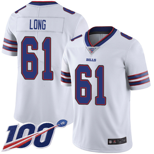 Men Buffalo Bills #61 Spencer Long White Vapor Untouchable Limited Player 100th Season NFL Jersey